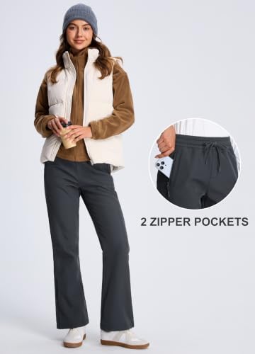 Libin Women's Fleece Lined Pants Hiking Snow Ski Water Resistant Flared Leg