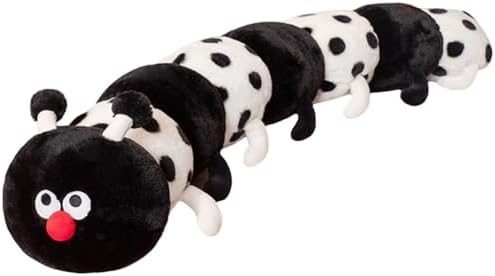 ELAINREN Black Long Caterpillar Stuffed Toy Pillow/35''