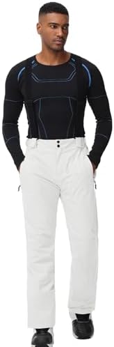 Men's Insulated Snow Pants Waterproof Ski Pant for Winter Hiking Bottom Leg Zipper Outdoor Pants Zipper Pockets