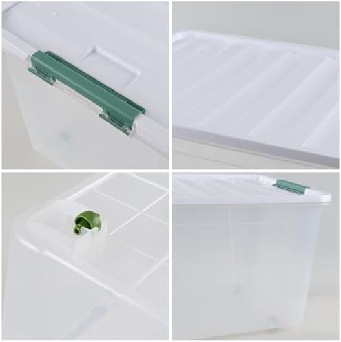 4-Pack Clear 80 L Rolling Plastic Storage Bins with Latching Lids