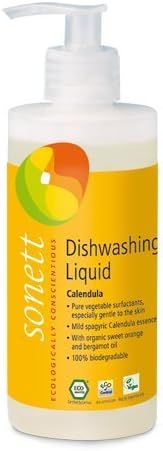 Sonett Organic Calendula Dishwashing Liquid Soap (34 and 10 fl oz) and Dishwasher Tablets (17 fl oz) Set of 3