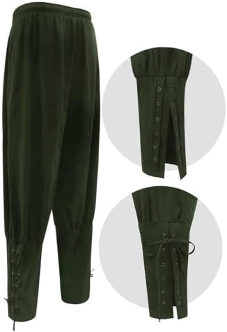 Akokvlar 10 Pcs Men Renaissance Costume Medieval Pirate Shirt Ankle Banded Pants Viking Outfit Set