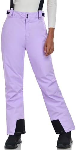 Women's Snow Ski Pants Insulated Winter Warm Outdoor Waterproof Snowboard Pants Bibs Detachable Suspender