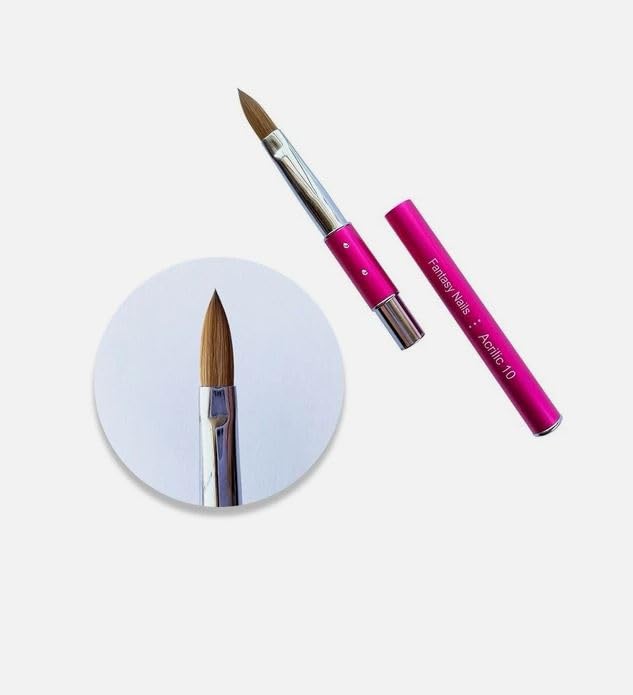 Fantasy Nails Brush #10 Kolinski Hair Professional Nail Brush with Pink Handle for Stylish Acrylic Application