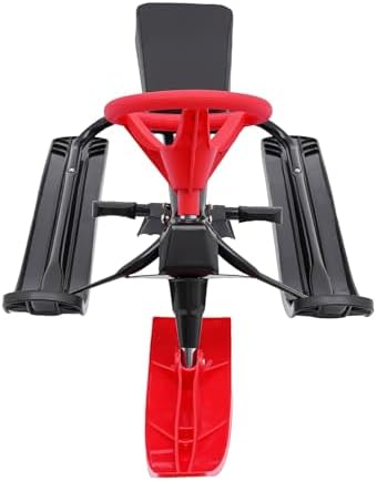 Snow Racer Sled with Steering Wheel, Ski Sled Slider Board with Twin Brakes and Pull Rope, Snow Bike Sled for Kids Age 4 and Up, Outdoor Winter Toboggan with Iron Frame, 165 Lbs Weight Capacity