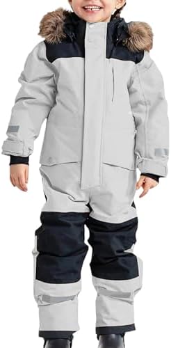 YRAETENM Snow Suit for Kids Boys Girls One Piece Snowsuit Girls and Boys Waterproof Insulated Winter Jumpsuit Coveralls