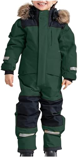 YRAETENM Snow Suit for Kids Boys Girls One Piece Snowsuit Girls and Boys Waterproof Insulated Winter Jumpsuit Coveralls