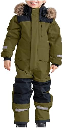 YRAETENM Snow Suit for Kids Boys Girls One Piece Snowsuit Girls and Boys Waterproof Insulated Winter Jumpsuit Coveralls