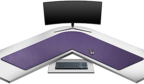 Mydours L-Shape Desk Pad, 54" x 54" x 16" PU Leather Corner Mat, Purple
