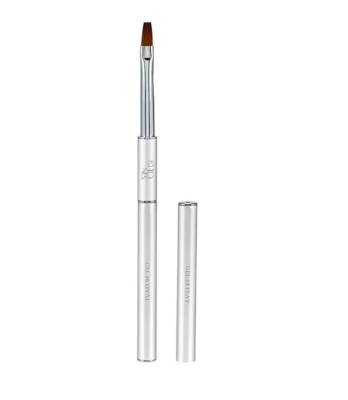 Tones Twin Head Nail Art Nylon Gel Brush - Brush for Gel Nails - Ultra Precise Nail Sculpting and 3D Nail Art Brush (#4 Flat & #6 Oval)