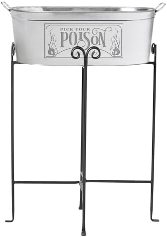 Let's Make Memories Personalized Beverage Tub - Halloween Party - Halloween Decorations - Galvanized Metal Drink Tub - Trick or Treat Candy Bowl w/Stand - 5.5 Gallons - Pick Your Poison