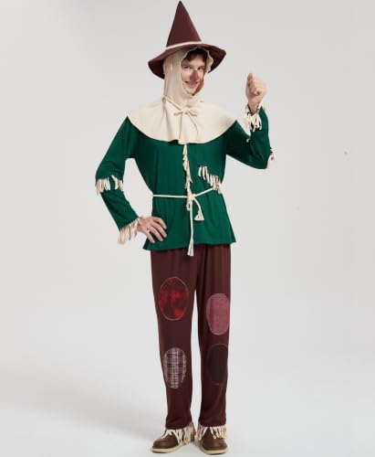 Halloween Scarecrow Costume Men 2026,Adult Wizard Couples Outfit Set