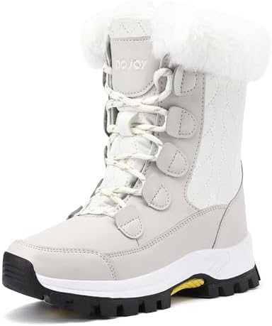 COOJOY Womens Waterproof Winter Snow Boots Warm Shoes Furry Mid Calf Lightweight Walking Hiking Booties