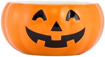 Bico Halloween Pumpkin Ceramic Candy Bowl, 8.8 inch Jack O Lantern Bowl