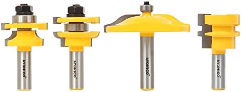 YONICO Raised Panel Cabinet Door Rail and Stile Router Bits Set 4 Bit Round Over-Ogee 1/2-Inch Shank 12432