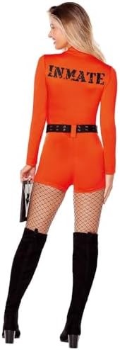 Spirit Halloween Adult Convict Romper Costume | Couples’ Costumes | Sassy Inmate Costume