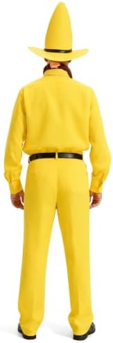 Men Yellow Hat Costume 6PCS Adult Suit with Plush Monkey for Halloween