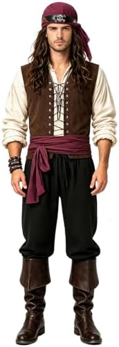 10Pcs Men Medieval Viking Pirate Renaissance Costume