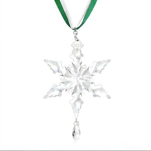 2026Annual Christmas Ornaments Crystal Snowflake Star - Christmas Tree Ornaments Pendant Sun Catcher Home Hanging Decor (2026 White Crystal 2 Layers)