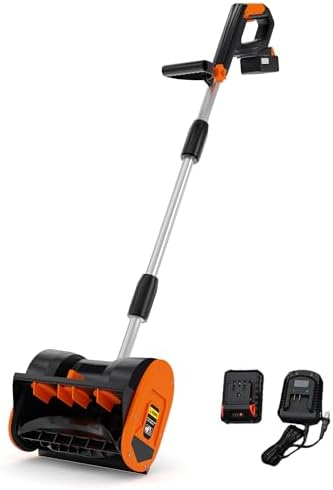 Cordless Snow Shovel, Electric Snow Blower, with 20V 4.0Ah Battery & Charger, Brushless Motor, Clears Paths Up to 12 in W and 8 in H, 17 Ft Throwing Distance, Snows Thrower for Sidewalks & Driveways