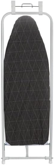 Household Essentials Over The Door Ironing Board, Space Saving Fold Down Ironing Board for Small Spaces, Apartments & Laundry Rooms – Compact Hanging with Easy Pull-Down Design, White & Black