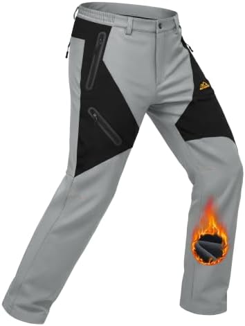 MAGCOMSEN Men's Snow Ski Pants Fleece Lined Water Resistant Winter Pants with 4 Zip Pockets for Snowboard Hiking Outdoor