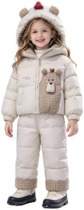 Girls Boys Bib Snow Pants and Ski Jacket Water-Resistant Insulated Snowsuit