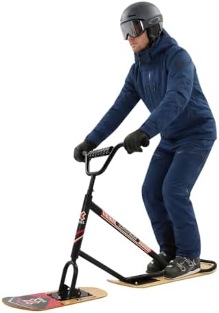 Dual-Ski Snow Skate, Snow Scooter, Skateboard with 360° Steering Front Ski