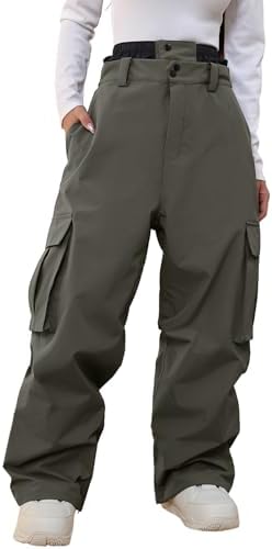 Women's Baggy Snow Snowboard Pants Loose Fit Cargo Ski Pants Bibs Insulated