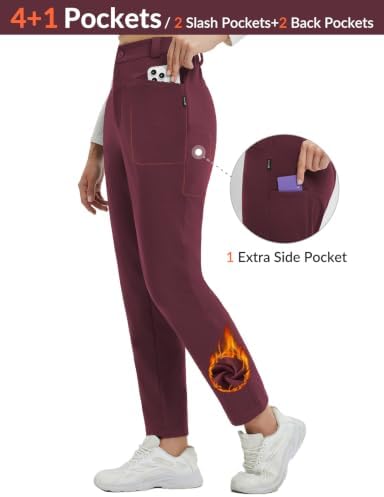 baleaf Womens Fleece Lined Pants with 5 Pockets Thermal Cold Gear
