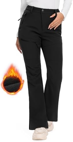 Hiauspor Women's Snow Ski Pants：Fleece Lined Water Resistant Warm Flare