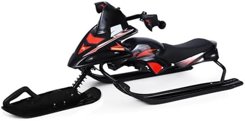 NYANS Snow Sleds,Snow Racer Sled, Ski Sled Slider Board with Steering Wheel, Retractable Pull Rope, Snowmobile Snow Bike Black