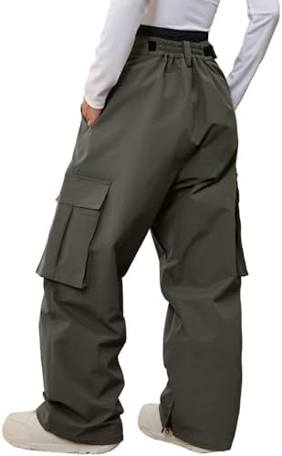 Women's Baggy Snow Snowboard Pants Loose Fit Cargo Ski Pants Bibs Insulated