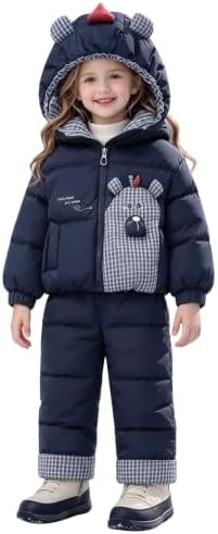 Girls Boys Bib Snow Pants and Ski Jacket Water-Resistant Insulated Snowsuit