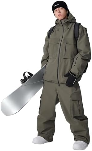 Women's Baggy Snow Snowboard Pants Loose Fit Cargo Ski Pants Bibs Insulated