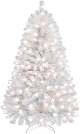Yaheetech 4.5ft Pre-lit Christmas Tree with 150 Warm White Lights, White