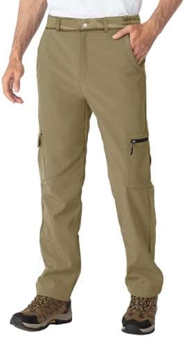 TBMPOY Men's Snow Ski Fleece Lined Hiking Pants Waterproof Winter Snowboard Warm Outdoor Insulated Pants Windproof