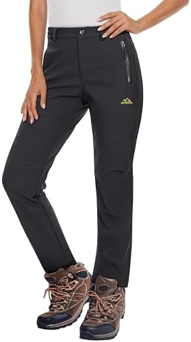 MAGCOMSEN Women's Fleece Lined Waterproof Insulated Snow Ski Pants Winter Warm Hiking Pants Outdoor Softshell