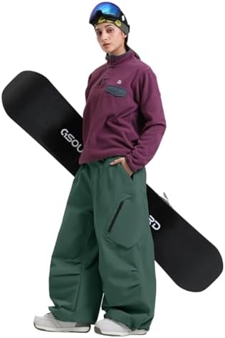 GSOU SNOW Womens Mens Snowboard Pants Baggy Snow Ski Pants for Snowsports