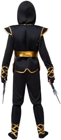 Spooktacular Creations Golden Ninja Costume Set, Ninja Jumpsuit with Foam Accessories for Kids, Toddler Halloween Outfit for Ideas Cosplay Party (X-Large, 12-14 yrs)