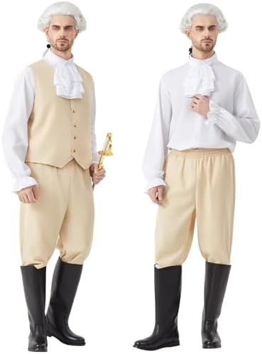 Mens Hamilton Costume 5PCS Colonial Washington Costume Adult Outfit
