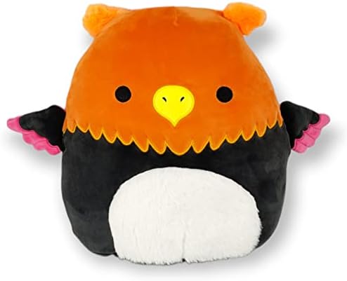 SQUISHMALLOWS KellyToy 12 inch (30cm) - Exclusive Neon Blacklight Collection - Myrna The Neon Orange Griffin