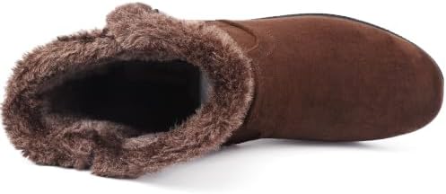 Womens Snow Boots Leather Winter Warm Boots Platform Ankle Booties