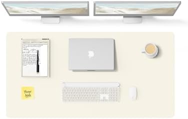 YSAGi Leather Desk Protector, Office Mat, Large Mouse Mat, Non-Slip PU Leather Blotter, Laptop Desk Pad, Waterproof Writing Pad for Office and Home (Cream, 47.2" x 23.6")