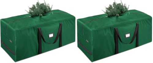 BALEINE 7.5 ft Christmas Tree Storage Bag, Heavy Duty 900D Oxford Fabric with Reinforced Handles and Dual Zippers Wide Opening, Extra Large Storage Container (Green) (Pack of 2)