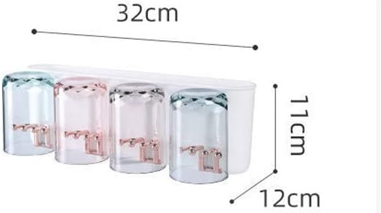 Toothbrush Rack Wall Mounted Toothbrush Holder Multifunctional Bathroom Storage Rack with Mouthwash Cup, Toothpaste Squeezer Kit Bathroom Toothbrush Holder(B)