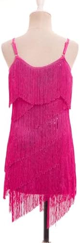 IDOPIP Kids Girls 1920s Flapper Dress Tassels Sequins Fringe Latin Dance Dress Gatsby Halloween Party Ballroom Dance Costumes