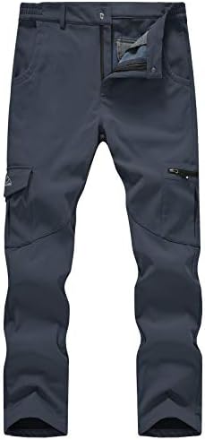 TBMPOY Men's Snow Ski Fleece Lined Hiking Pants Waterproof Winter Snowboard Warm Outdoor Insulated Pants Windproof