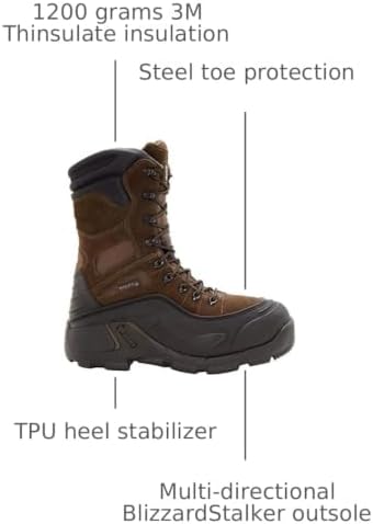 ROCKY Blizzard Stalker Steel Toe Waterproof 1200G Insulated Work Boot