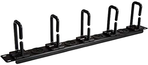 StarTech 1U 19in Horizontal Cable Manager, D-Ring, Steel (CABLMANAGERH) | Passthrough holes, 5 routing loops, Fits 2 or 4-post racks, M5 cage nuts and screws, EIA-310-E, 3.75in depth